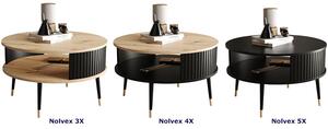 Nowoczesna okrągła ława czarny + dąb artisan - Nolvex 4X