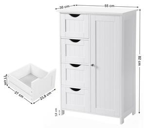 Szafka łazienkowa szuflady i półki biała 55 cm