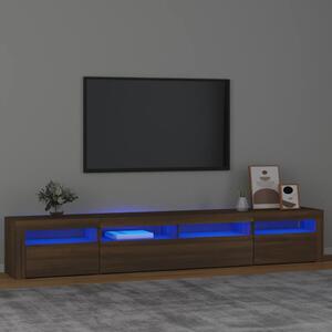 Szafka pod TV z oświetleniem LED, brązowy dąb, 240x35x40 cm