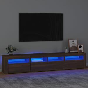 Szafka pod TV z oświetleniem LED, brązowy dąb, 210x35x40 cm