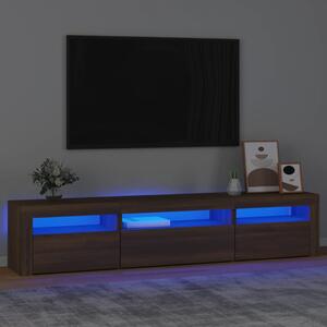Szafka pod TV z oświetleniem LED, brązowy dąb, 195x35x40 cm