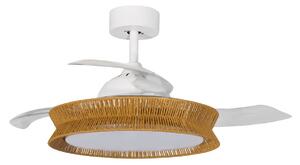Lampa Sufitowa Lucande, Lineta, ściemnialny, beżowy, salon, drewno, dworkowy | rustykalny