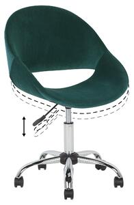 Krzesło biurowe welurowe obrotowe na kółkach regulowana wysokość zielone Selma Beliani