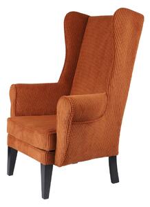 Fotel Uszak sztruksowy pomarańczowy, tkanina Poso lech, fotel wypoczynkowy