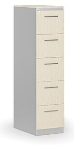 Kartoteka metalowa PRIMO z drewnianym frontem A4, 5 szuflad, szary/brzoza