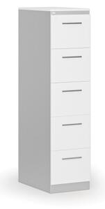 Kartoteka metalowa PRIMO z drewnianym frontem A4, 5 szuflad, szary/biały