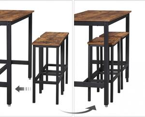 Zestaw stół i 2 krzesła barowe brązowe 120 cm