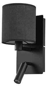 Lampa Ścienna Lindby, Aiden, ściemnialny, czarny, salon, tkanina | tekstylia, nowoczesny