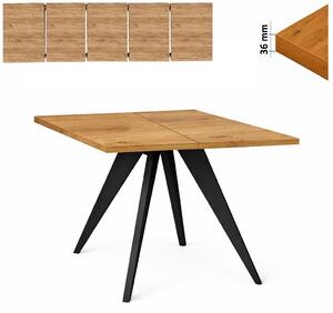 Stół 100/250 cm kwadratowy rozkładany, blat 3,6 cm, nogi Drewniane „ Stożkowe ” I ArtDHome