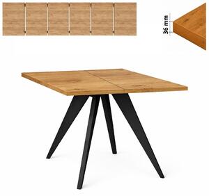 Stół 100/300 cm kwadratowy rozkładany, blat 3,6 cm, nogi Drewniane „ Stożkowe ” I ArtDHome