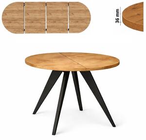 Stół 100/200 cm okrągły rozkładany, blat 3,6 cm, nogi Drewniane „ Stożkowe ” I ArtDHome