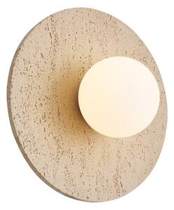 Lampa ścienna Japandi okrągła z kamienia naturalnego ze szkłem opalowym - Josie