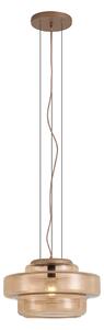 Lampa wisząca retro ciemny brąz z bursztynowym szkłem - Barb