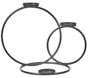 Okrągły świecznik czarny trzy podstawki minimalistyczny Cakung Beliani