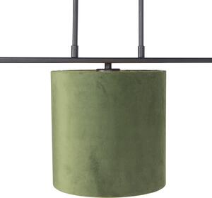 Nowoczesna lampa wisząca czarna klosz welurowy zielony 20cm - Combi 3 Deluxe Oswietlenie wewnetrzne