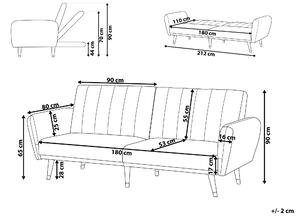 Sofa rozkładana jasnoniebieska welurowa funkcja spania drewniane nogi Vimmerby Beliani