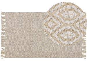 Ręcznie tkany dywan jutowy bawełniany beżowy 80 x 150 cm boho frędzle Pozanti Beliani