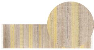 Dywan chodnik z juty z frędzlami 80 x 300 cm beżowo-żółty Talpur Beliani
