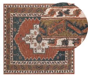 Retro dywan wełniany tkany 200 x 200 cm wzór orientalny wielokolorowy Gelinkaya Beliani