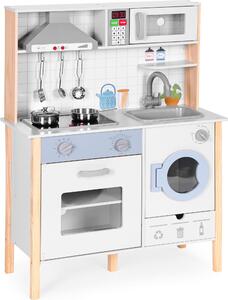 ECOTOYS 7271 Drewniana kuchnia dla dzieci z dźwiękami, diodami LED, piekarnikiem, pralką i akcesoriami