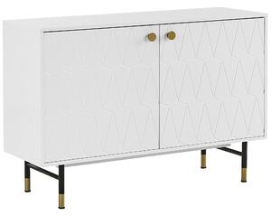 Nowoczesna komoda szafka z drzwiami 120 cm geometryczny wzór biała Adante Beliani