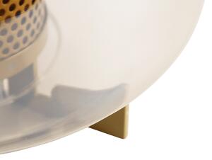 Lampa stołowa Art Deco złota z bursztynowym szkłem 30 cm - Kevin Oswietlenie wewnetrzne