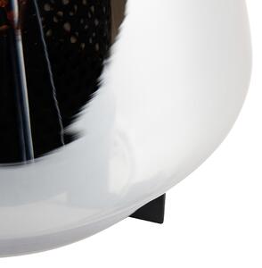 Lampa stołowa Art Deco czarna z przydymionym szkłem 23 cm - Kevin Oswietlenie wewnetrzne