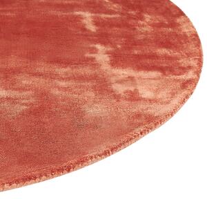 Ręcznie tkany dywan z wiskozy pomarańczowy okrągły 140cm chodnik do salonu Gesi II Beliani