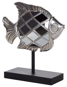 Ozdoba dekoracja figurka ryby połyskująca srebrna Angelfish styl glam Beliani