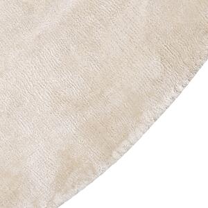 Ręcznie tkany dywan z wiskozy jasnobeżowy okrągły 140cm chodnik do salonu Gesi II Beliani