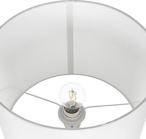 Lampa stołowa lniany okrągły klosz baza szklana 64 cm biała złota Okari Beliani