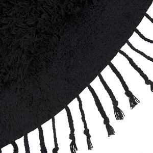 Dywan bawełniany okrągły shaggy z frędzlami ⌀ 140 cm czarny Bitlis Beliani