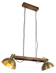 Przemysłowa lampa wisząca brąz drewno 2-źródła światła - Mangoes Oswietlenie wewnetrzne