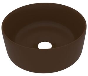 Luksusowa, okrągła umywalka, matowy ciemny brąz, 40x15 cm