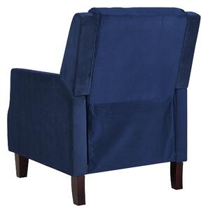 Fotel telewizyjny rozkładany tapicerowany welurem z podnóżkiem niebieski Egersund Beliani