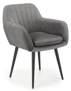 Szare pikowane krzesło tapicerowane welurem - Mides