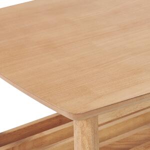 Klasyczny stolik kawowy MDF z półką 100x55cm meble do salonu jasne drewno Tulare Beliani