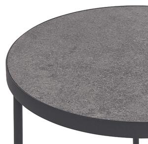 Industrialny stolik kawowy okrągły efekt betonu czarna rama Melody średni Beliani