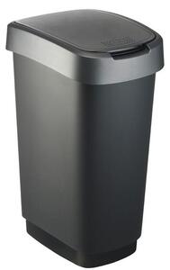 Kosz na śmieci SWING TWIST czarno srebrny 50 l