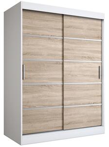 Szafa przesuwna biel + dąb sonoma 150 cm E4-A79