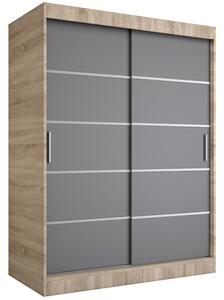 Szafa przesuwna dąb sonoma + antracyt 150 cm L2-D16