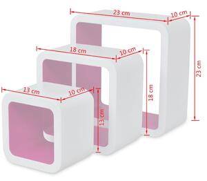 Zestaw biało-różowych półek ściennych - Luca 2X