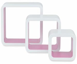 Zestaw biało-różowych półek ściennych - Luca 2X