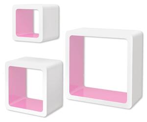 Zestaw biało-różowych półek ściennych - Luca 3X