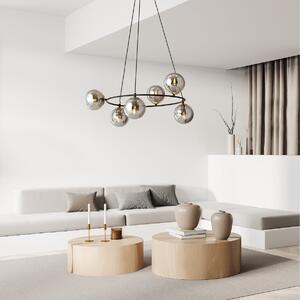 Lampa wisząca Azura 6 Grafit – okrągła, sześć grafitowych kloszy domodes
