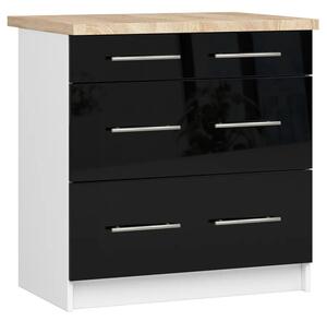 Czarna szafka kuchenna z szufladami 80 cm F5-L14