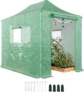 Szklarnia Outsunny Pop Up ok. 200x300x270 cm szklarnia foliowa z dachem dwuspadowym