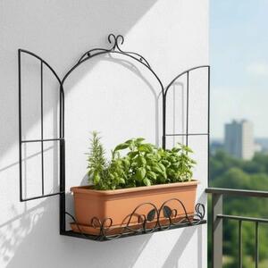 Póka balkonowa DanDiBo, metalowa, czarna, do montau na zewntrz, idealna na balkon lub przy oknie. Wymiary: 50 cm. Póka wiszca, idealna do przechowywania zió, przypraw, rolin lub jako kosz na cian. Odporna na warunki atmosferyczne