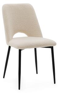 NEW HOME Krzeso glamour ORO tapicerowane krzeso do jadalni do salonu - jasnobeowe ecru - nowoczesne meble boucle teddy