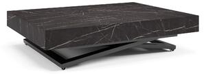 Ławostół SANTI 120x90 rozkładany stół z regulowaną wysokością blatu Grigia Pietra czarny marmur z białymi żyłami